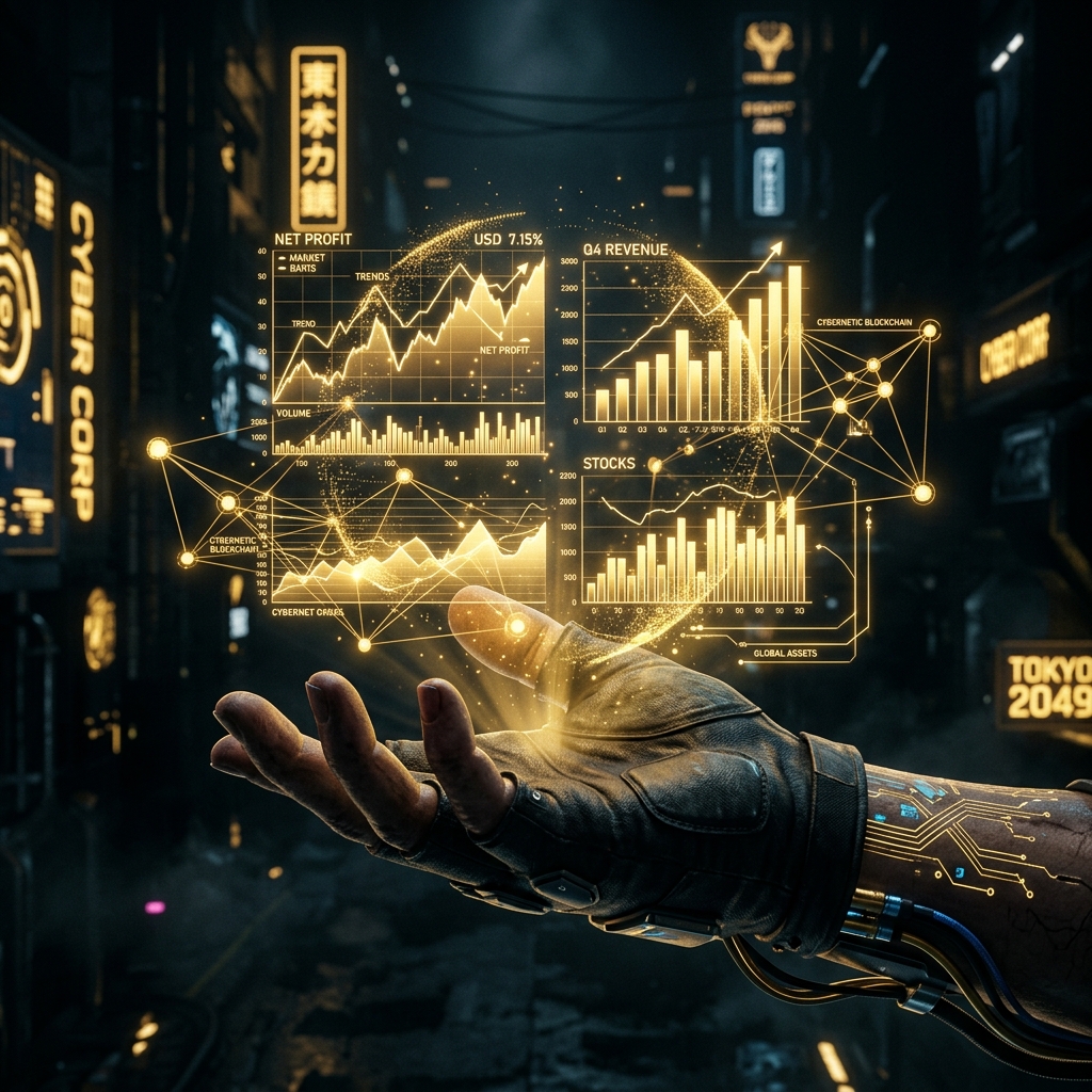 Holograma dourado de dados e automação